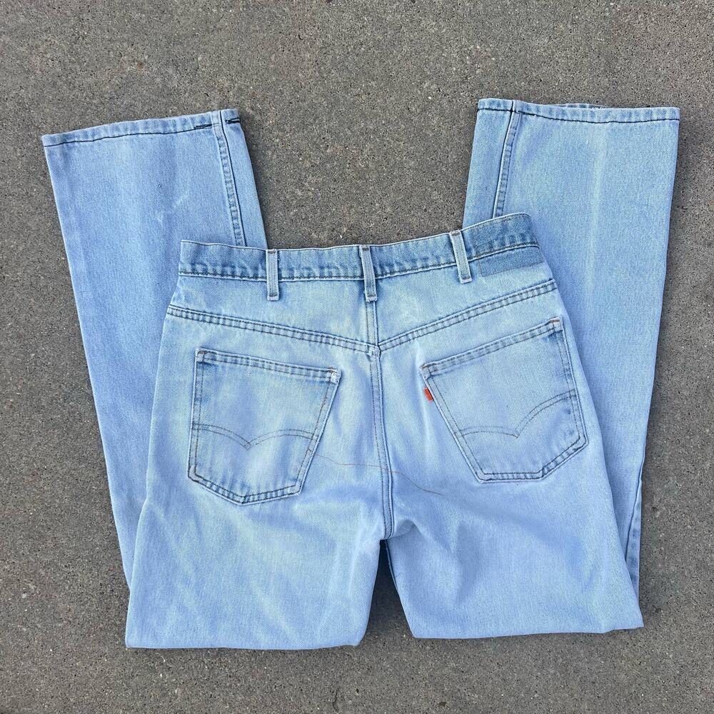 Vintage 80s Levi's 517 Boot Cut Jeans Faded Light Wash WORN IN FITS 33x31.5